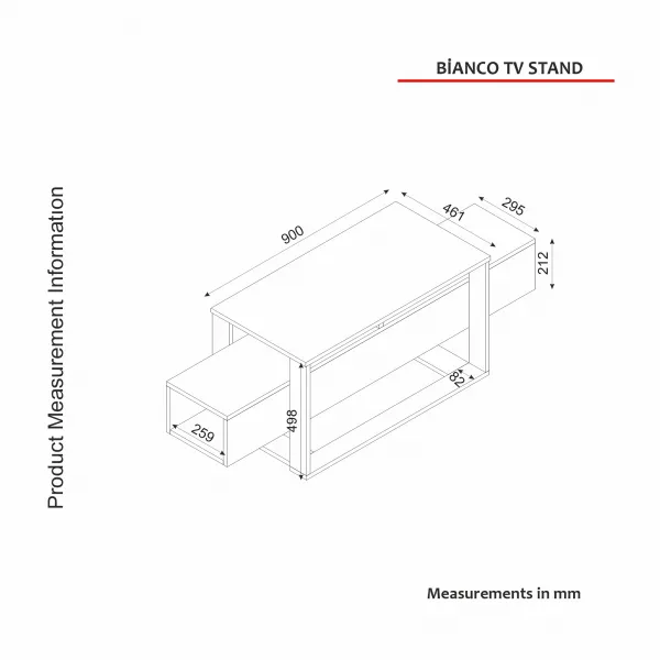 Hanah Home TV stolík Bianco čierny/zlatý