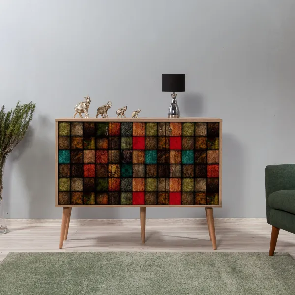 Hanah Home Komoda Kikos 120 cm dub sonoma/viacfarebná