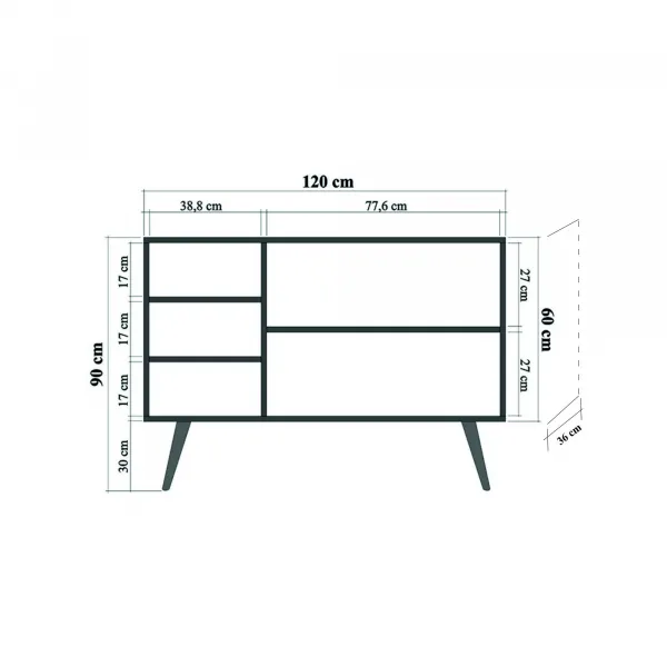Hanah Home Komoda Kikos 120 cm dub sonoma/viacfarebná