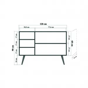 Hanah Home Komoda Kikos 120 cm dub sonoma/viacfarebná