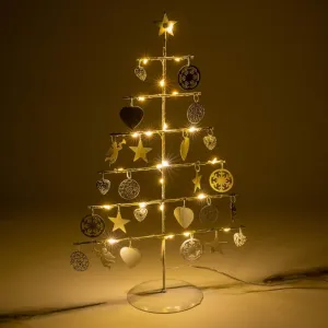 Nexos 64264 Vianočný kovový dekoračný strom - biely, 25 LED, teplá biela