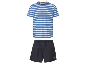 Livergy® Pánske krátke pyžamo (L (52/54), pruhy/modrá/navy modrá)