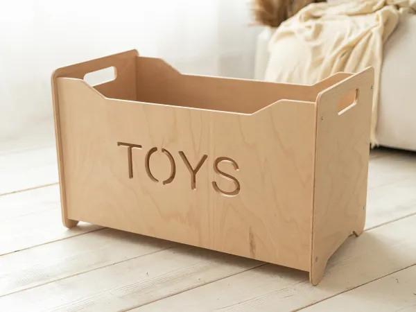 Woodisio Drevený box na hračky pre deti TONI buk Farba: Prírodné drevo, Variant: Mini