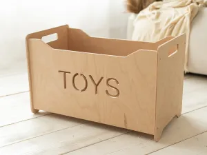 Woodisio Drevený box na hračky pre deti TONI buk Farba: Prírodné drevo, Variant: Mini