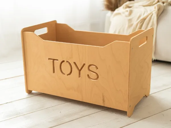 Woodisio Drevený box na hračky pre deti TONI buk Farba: Prírodné drevo, Variant: Mini