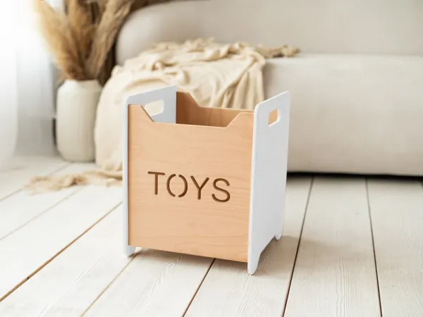 Woodisio Drevený box na hračky pre deti TONI buk Farba: Prírodné drevo, Variant: Mini