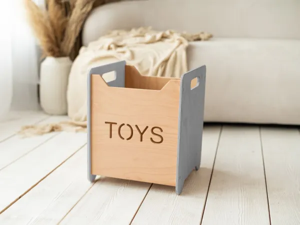 Woodisio Drevený box na hračky pre deti TONI buk Farba: Prírodné drevo, Variant: Mini
