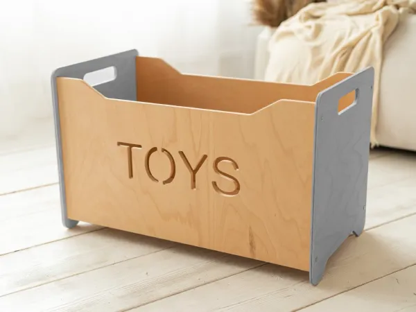 Woodisio Drevený box na hračky pre deti TONI buk Farba: Prírodné drevo, Variant: Mini