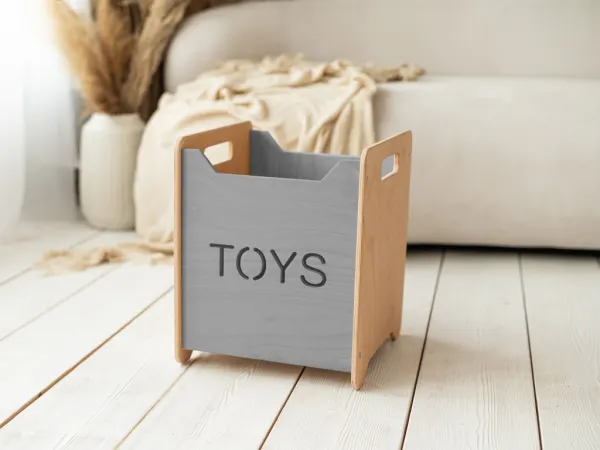 Woodisio Drevený box na hračky pre deti TONI buk Farba: Prírodné drevo, Variant: Mini