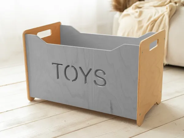 Woodisio Drevený box na hračky pre deti TONI buk Farba: Prírodné drevo, Variant: Mini