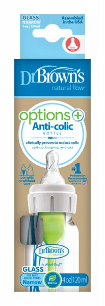 DR.BROWN'S Fľaša dojčenská Options+ sklenená Anti-colic 120ml – 1ks