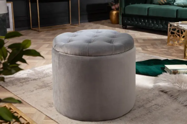 Chesterfield taburet ZETHOS Dekorhome Strieborná