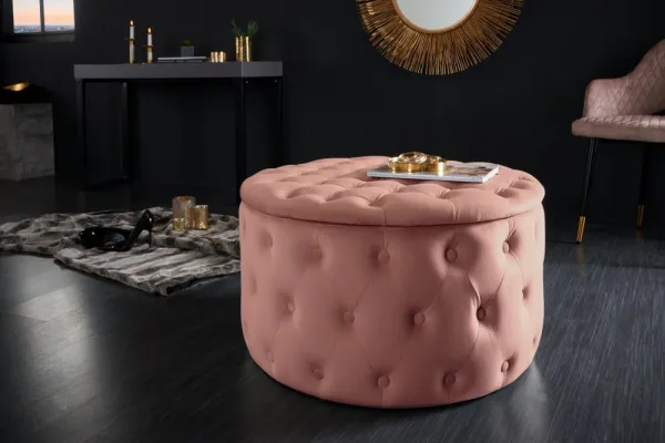 Chesterfield taburet ZETHOS Dekorhome Ružová