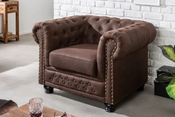 Chesterfield kreslo MIDAS Dekorhome Hnedá