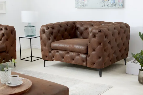 Chesterfield kreslo ZETHOS Dekorhome Sivá