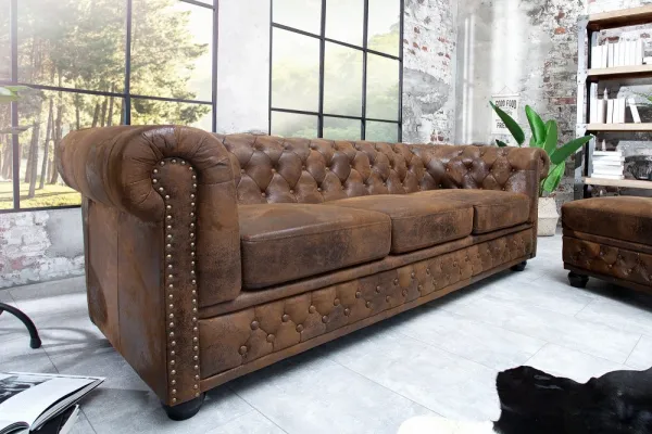 Chesterfield pohovka 3-miestna MIDAS Dekorhome Hnedá