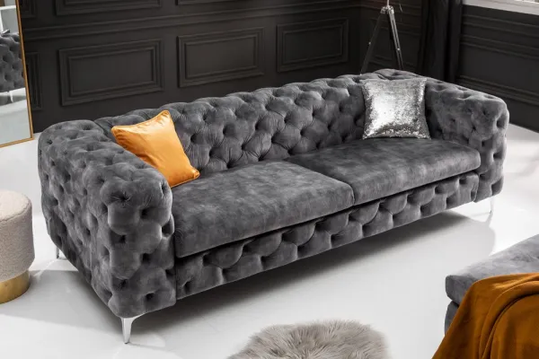 Chesterfield pohovka ZETHOS Dekorhome Sivá