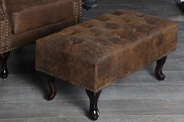 Chesterfield taburet MIDAS Dekorhome Sivá
