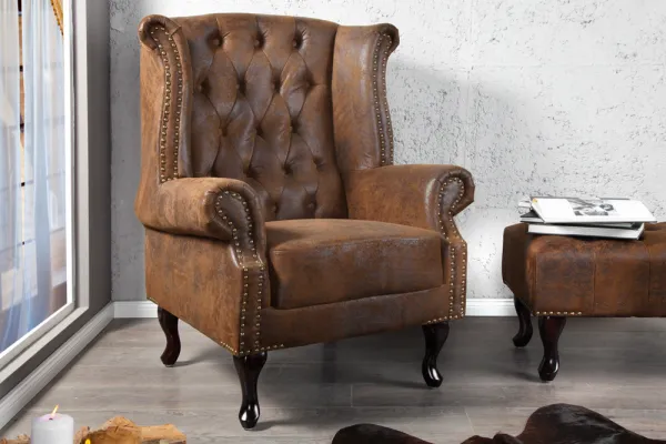 Chesterfield kreslo MIDAS Dekorhome Sivá