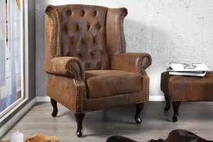 Chesterfield kreslo MIDAS Dekorhome Sivá