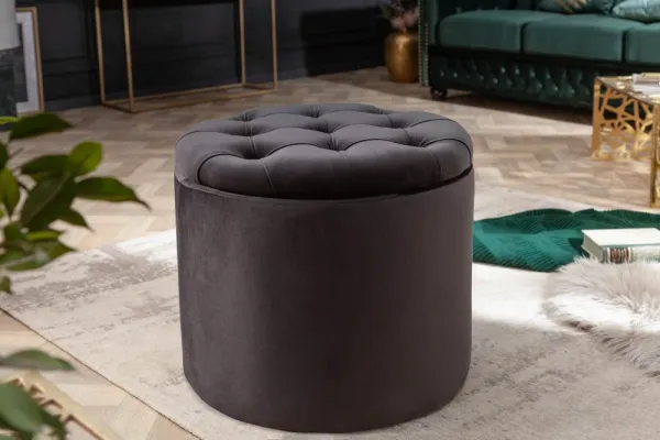 Chesterfield taburet ZETHOS Dekorhome Strieborná