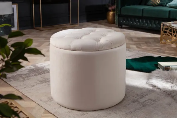 Chesterfield taburet ZETHOS Dekorhome Strieborná