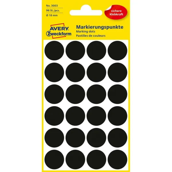 Avery Zweckform Etikety kruhové 18mm Avery čierne