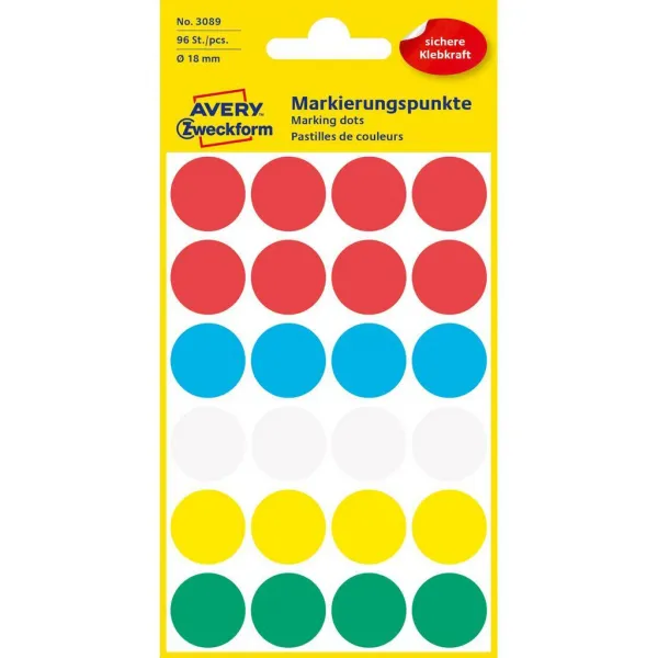 Avery Zweckform Etikety kruhové 18mm Avery mix farieb