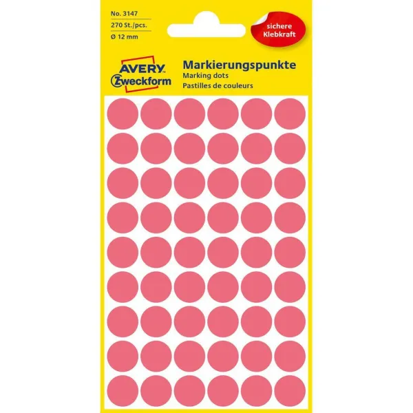 Avery Zweckform Etikety kruhové 12mm Avery neónovo červené