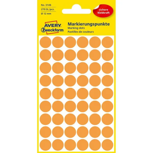 Avery Zweckform Etikety kruhové 12mm Avery neónovo oranžové