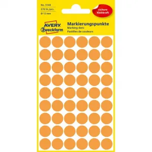 Avery Zweckform Etikety kruhové 12mm Avery neónovo oranžové