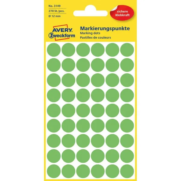 Avery Zweckform Etikety kruhové 12mm Avery neónovo zelené