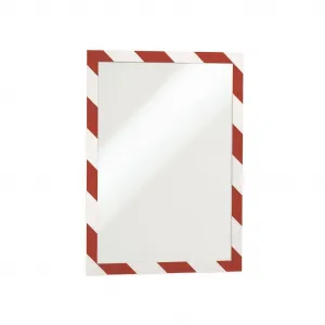 Durable Samolepiaci Duraframe Security A4, červeno-biely, bal.2 ks