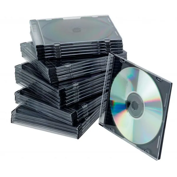 Obal Slim na CD/DVD Q-CONNECT z plastu čierny/priehľadný, 25ks
