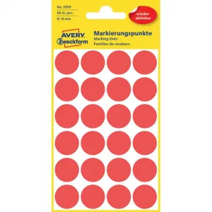 Avery Zweckform Etikety kruhové 18mm Avery odnímateľné červené