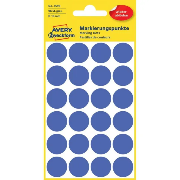 Avery Zweckform Etikety kruhové 18mm Avery odnímateľné modré