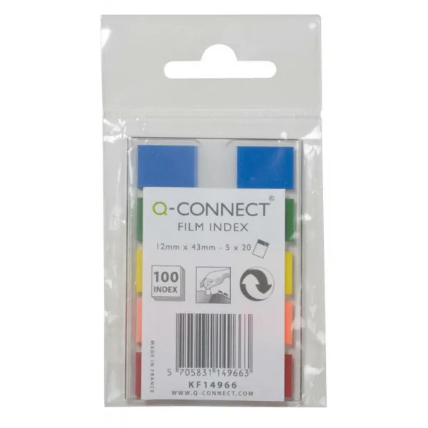 Záložky Q-CONNECT fóliové 12x43mm, 5x26 lístkov