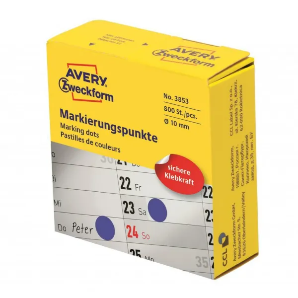 Avery Zweckform Etikety kruhové 10mm Avery modré v dispenzore
