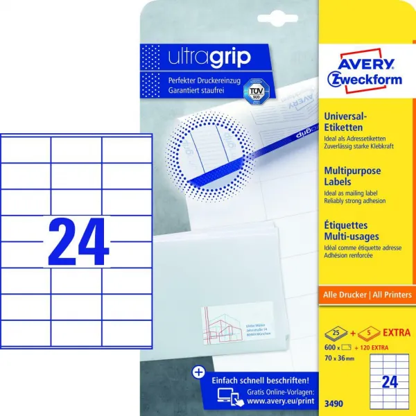 Avery Zweckform Etikety univerzálne 70x36mm Avery A4 25+5 hárkov