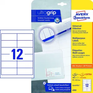 Avery Zweckform Etikety univerzálne 97x42,3mm Avery A4 25+5 hárkov