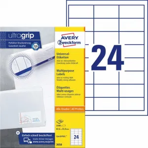 Avery Zweckform Etikety univerzálne 64,6x33,8mm Avery A4 100 hárkov