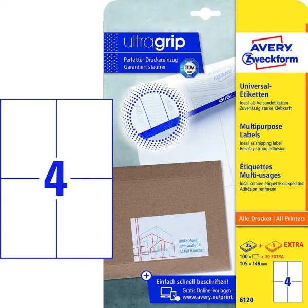 Avery Zweckform Etikety univerzálne 105x148mm Avery A4 25+5 hárkov