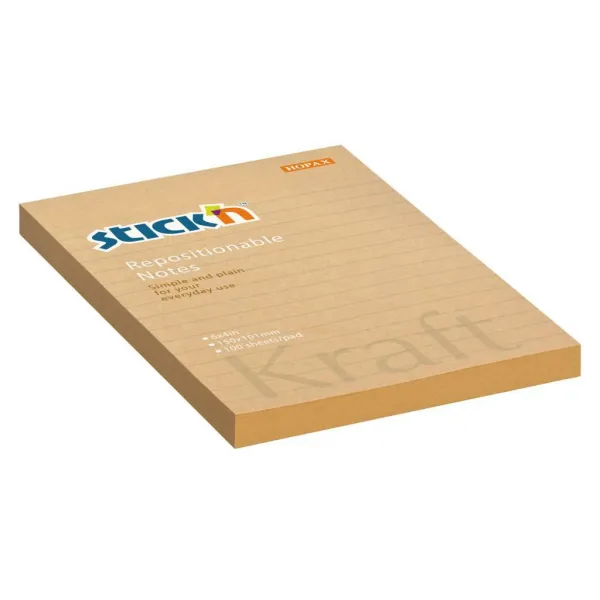Stick`n by Hopax Samolepiaci bloček Kraft 150x101mm prírodná hnedá linajkový