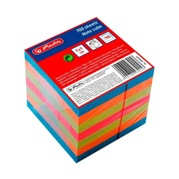 Blok kocka lepená Herlitz 90x90x90mm farebná
