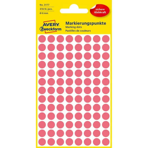 Avery Zweckform Etikety kruhové 8mm Avery neónovo červené