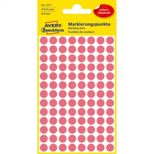 Avery Zweckform Etikety kruhové 8mm Avery neónovo červené