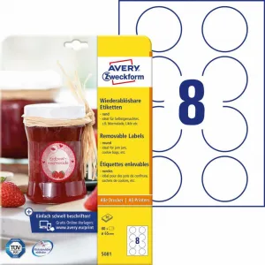 Avery Zweckform Etikety kruhové 65mm Avery 10 hárkov biele