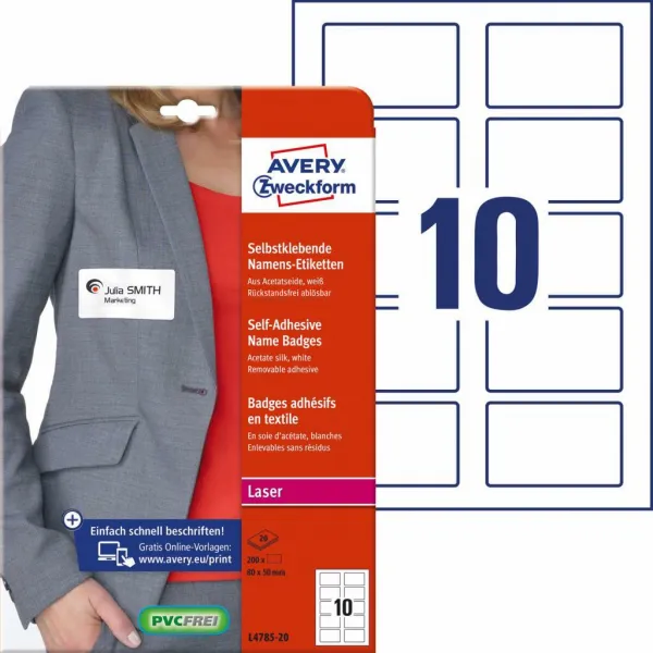Avery Zweckform Samolepiace menovky Avery na textil 80x50mm