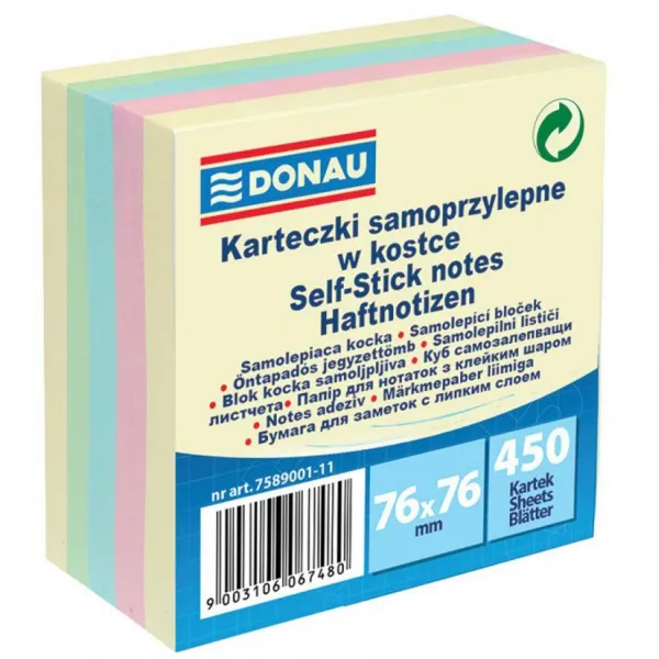 Bloček Donau 5 pastelových farieb 76x76mm 450l