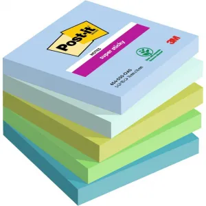 Bloček Post-it Super Sticky OASIS, veľkosť 76x76 mm, 5 bločkov po 90 lístkov
